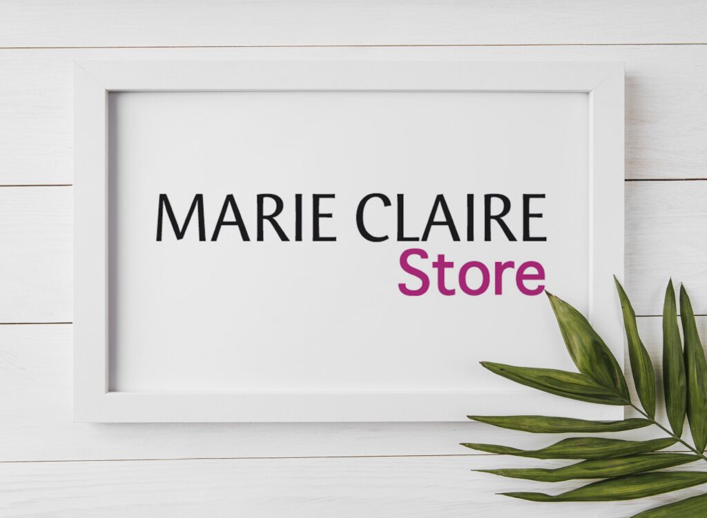 Composición visual del logotipo Marie Claire Store
