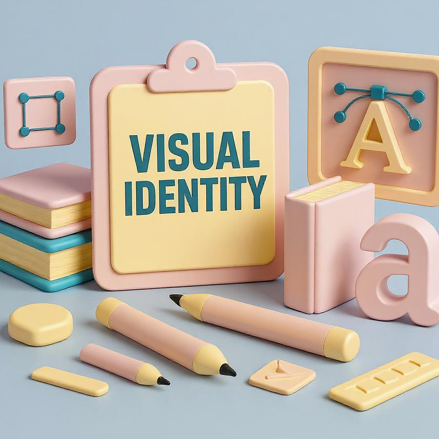 Elementos de diseño que referencia el servicio ofrecido de identidad visual corporativa