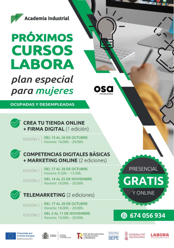 Cartel de cursos formativos