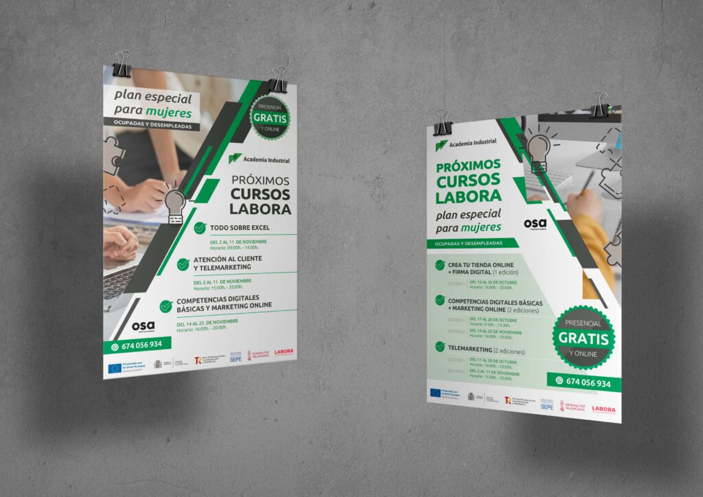 Carteles de cursos de formación